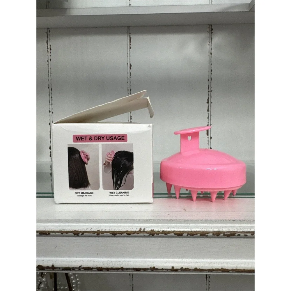 World Of Nature Shampoo‎ Brush Scalp Massager 100% Silicone Pink Color 1ct